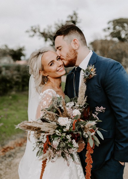 Boho bride and groom