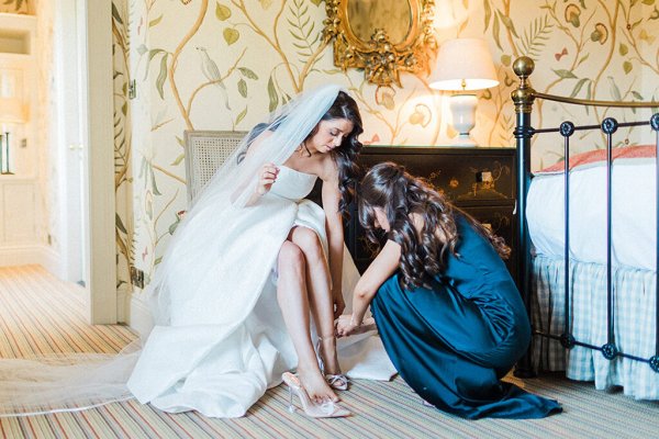 bride and bridesmaids navy dress