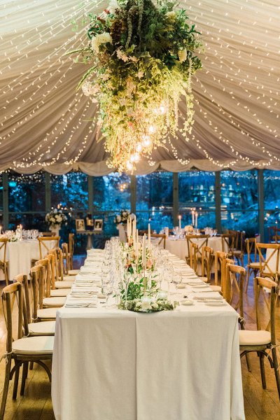 reception room decor lights and foliage ceiling