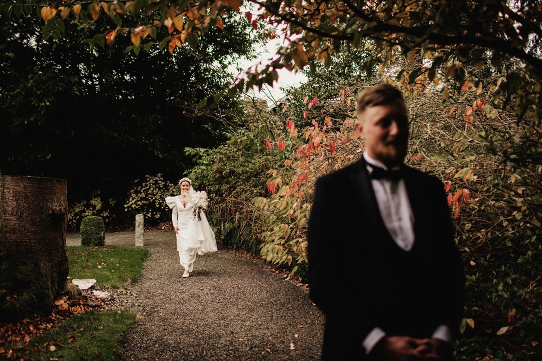 first look between bride and groom