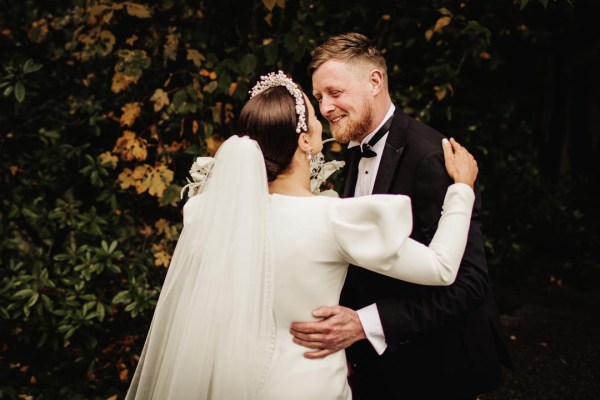 first look between bride and groom