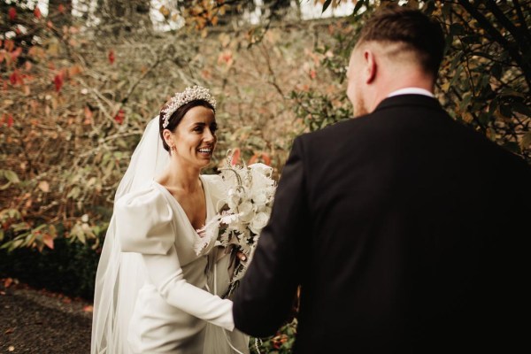 first look between bride and groom