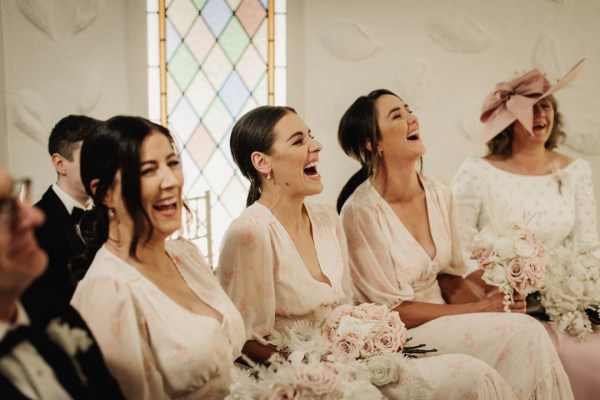 bridesmaids laughing