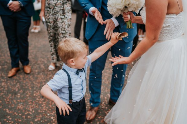 bride and groom floral ceremony entrance