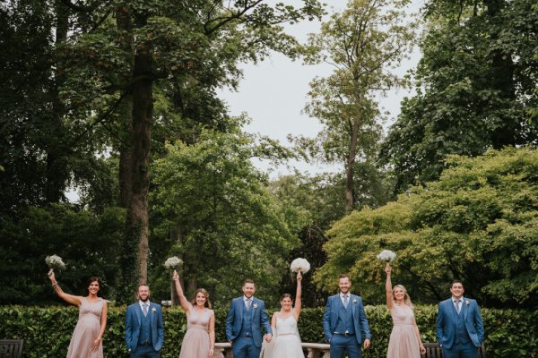 bridal party blush bridesmaids