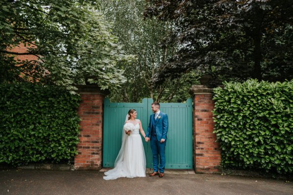 bride and groom tulle dress