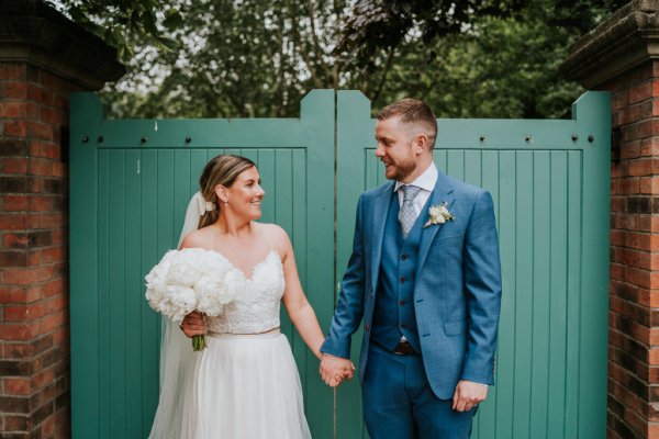 bride and groom tulle dress