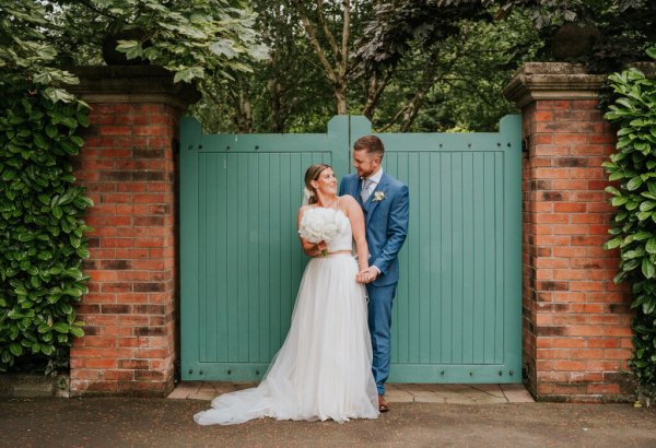 bride and groom tulle dress