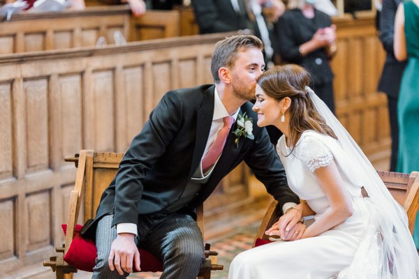 Bride and groom during wedding ceremony