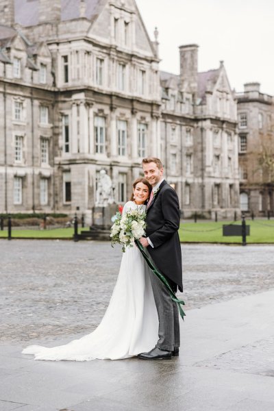 Trinity College church bride groom flowers veil college university Christmas