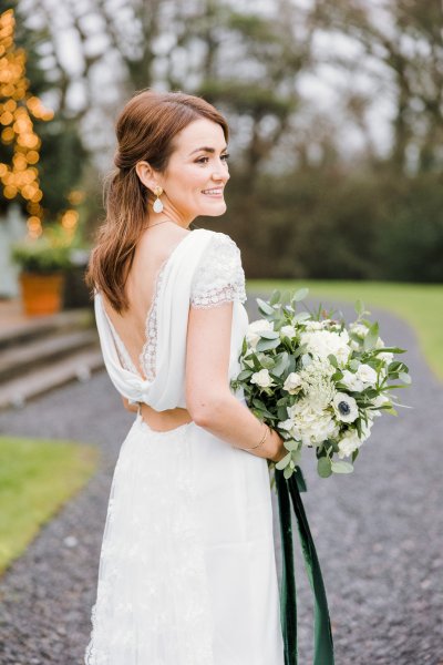 Trinity College church bride flowers veil college university Christmas