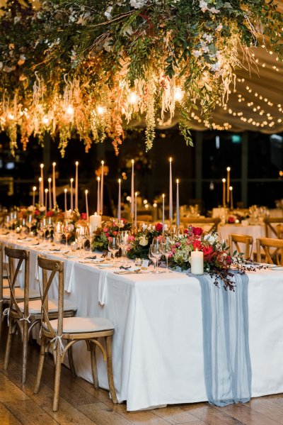 Interior autumnal dining room flowers cutlery