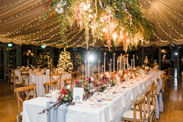 Interior autumnal dining room flowers cutlery