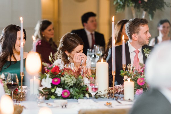 Bride crying during speeches