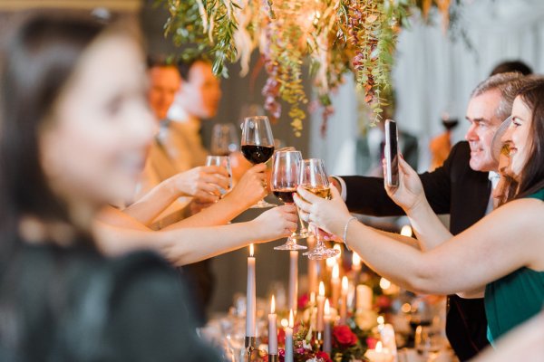 Red wine cheers dining room