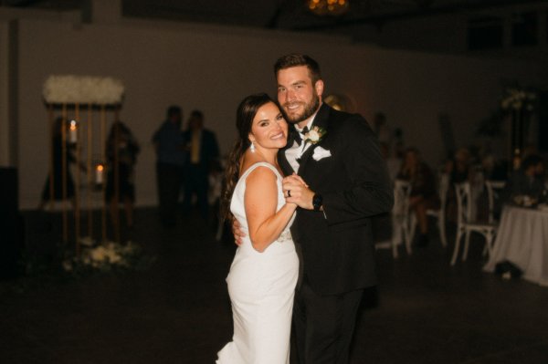 bride and groom dancing