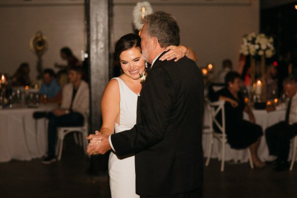 bride and father dancing