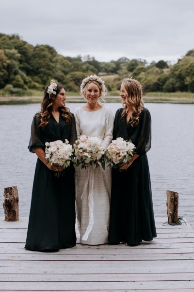 bridal party black bridesmaid dresses