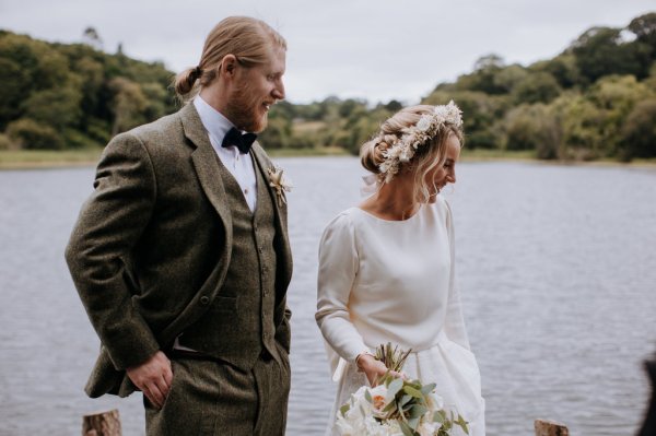 bride an groom boho flower crown