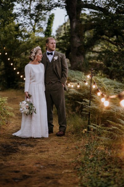 bride and groom outdoors boho lake woodlandsbride and groom outdoors boho lake woodlands