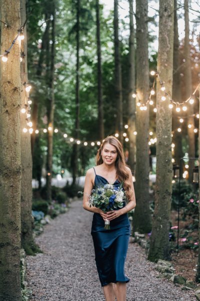 bridesmaid walking up aisle