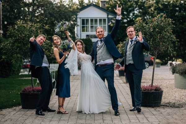 bridal party having fun