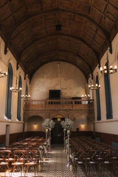 Empty church ceremony chairs