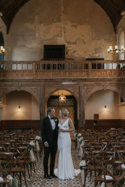 Bride groom smiling