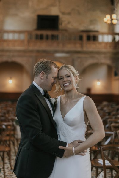 Bride groom smiling