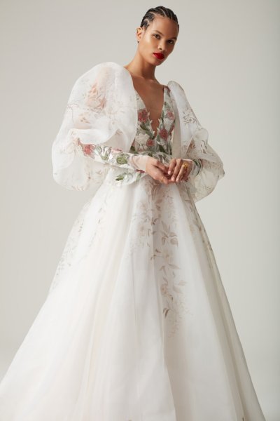 Floral lace design flower wedding dress