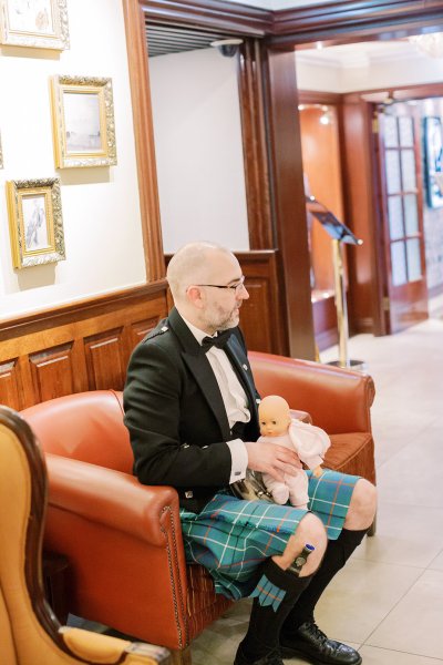 wedding guest in kilt