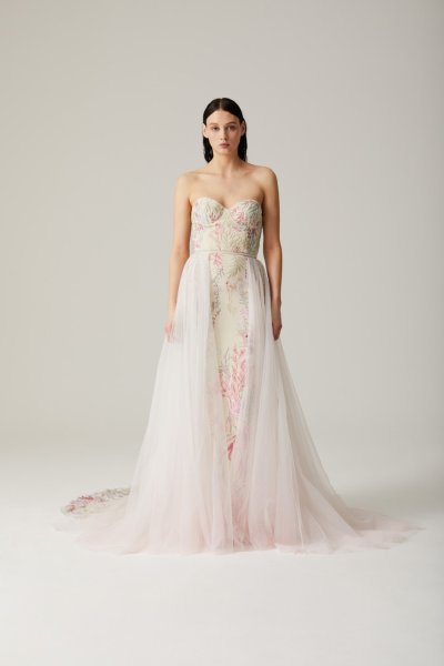 Underwater Wildflower cupped bustier gown blush