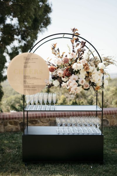 black wedding decor drinks reception