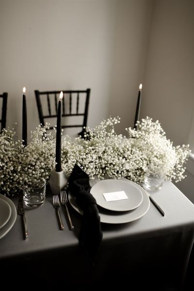 tablescape babys breath