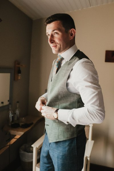 groom suit tie getting ready