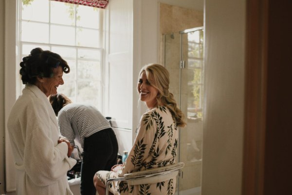 Bridesmaid getting hair done