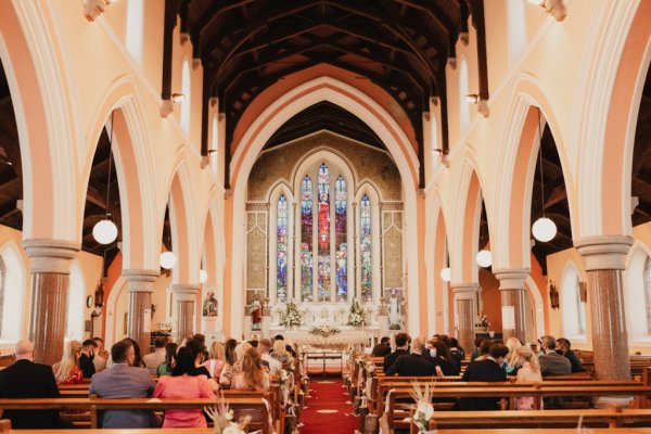 Church wedding venue seating guests