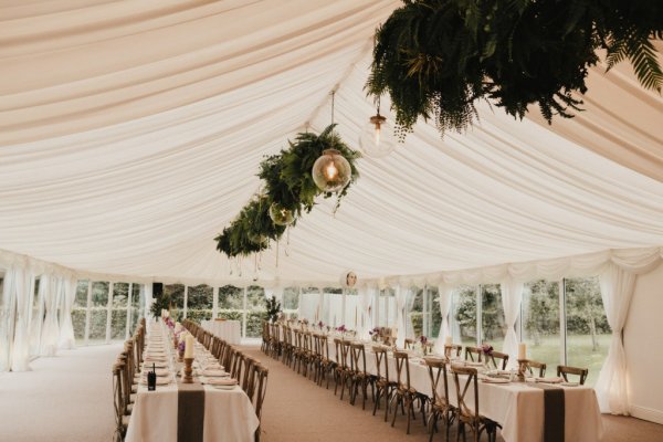 Interior marquee tent wedding venue