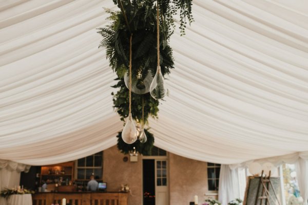 Tent interior flowers light