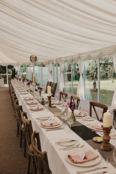 Interior tent marquee wedding venue