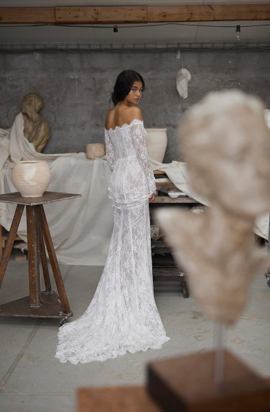 Adi wedding lace dress back long train