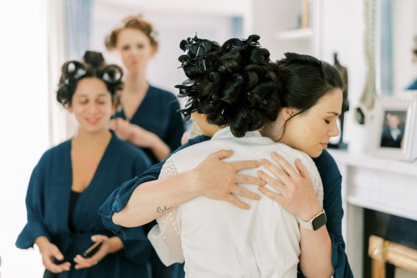 Mother and daughter bride getting ready hair hairstyle