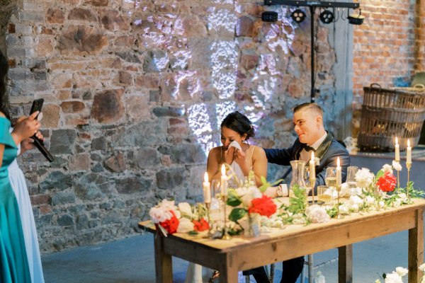 Bride groom speeches speech candles red roses