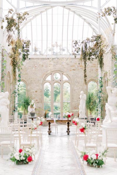 Ceremonial ceremony wedding room interior flower detail