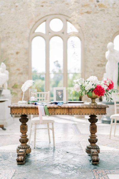 Ceremonial ceremony wedding room interior flower detail