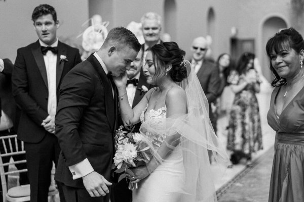 Black and white photography bride groom