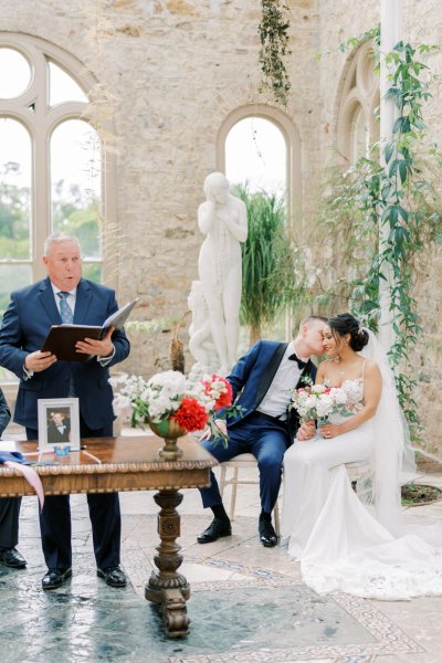 Bride groom officiant officiate wedding ceremony