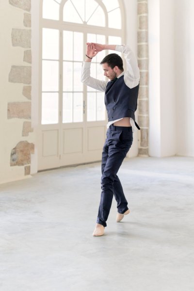 Groom dancing in studio