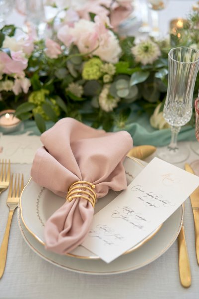 Serviette pink cutlery candles