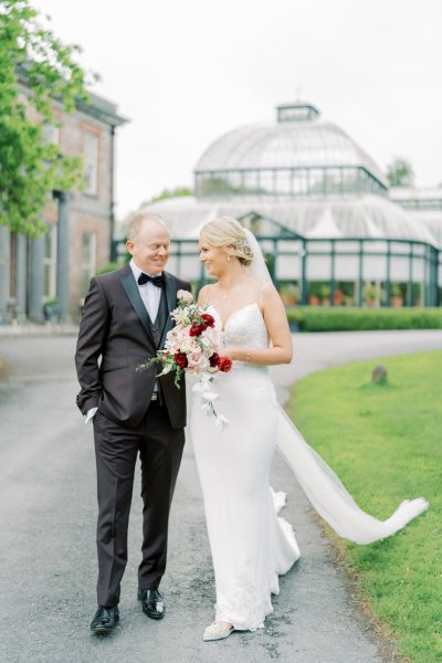 Bride groom garden park roses flower bouquet